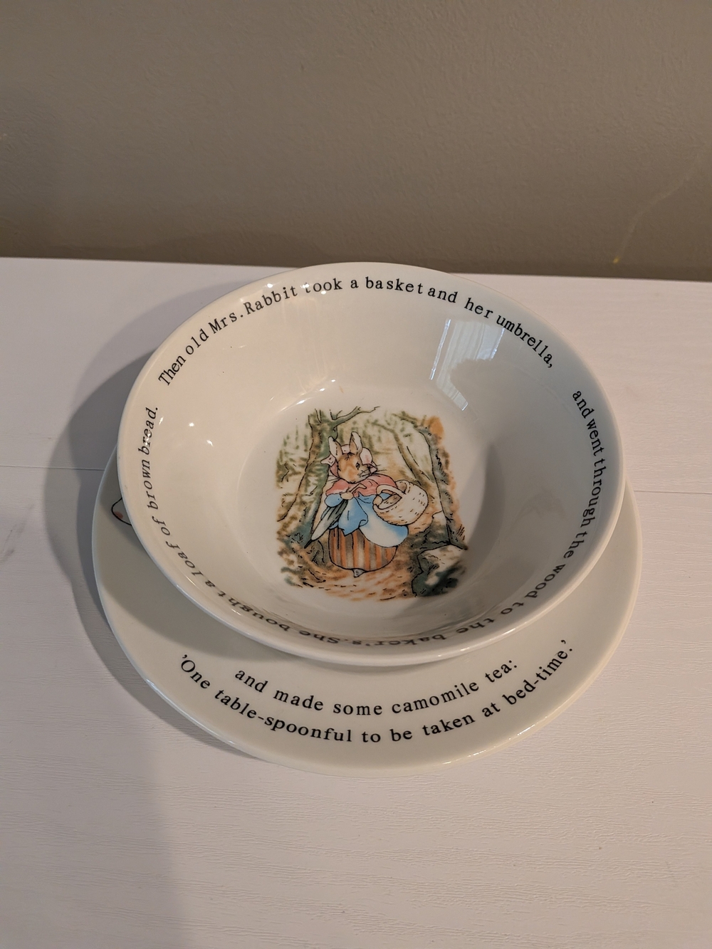 Wedgwood White Peter Rabbit Illustrated Bowl and Plate Set